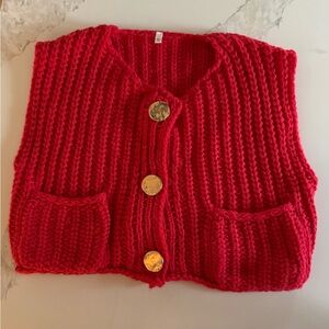 Red oversized Knit Sweater Vest size m